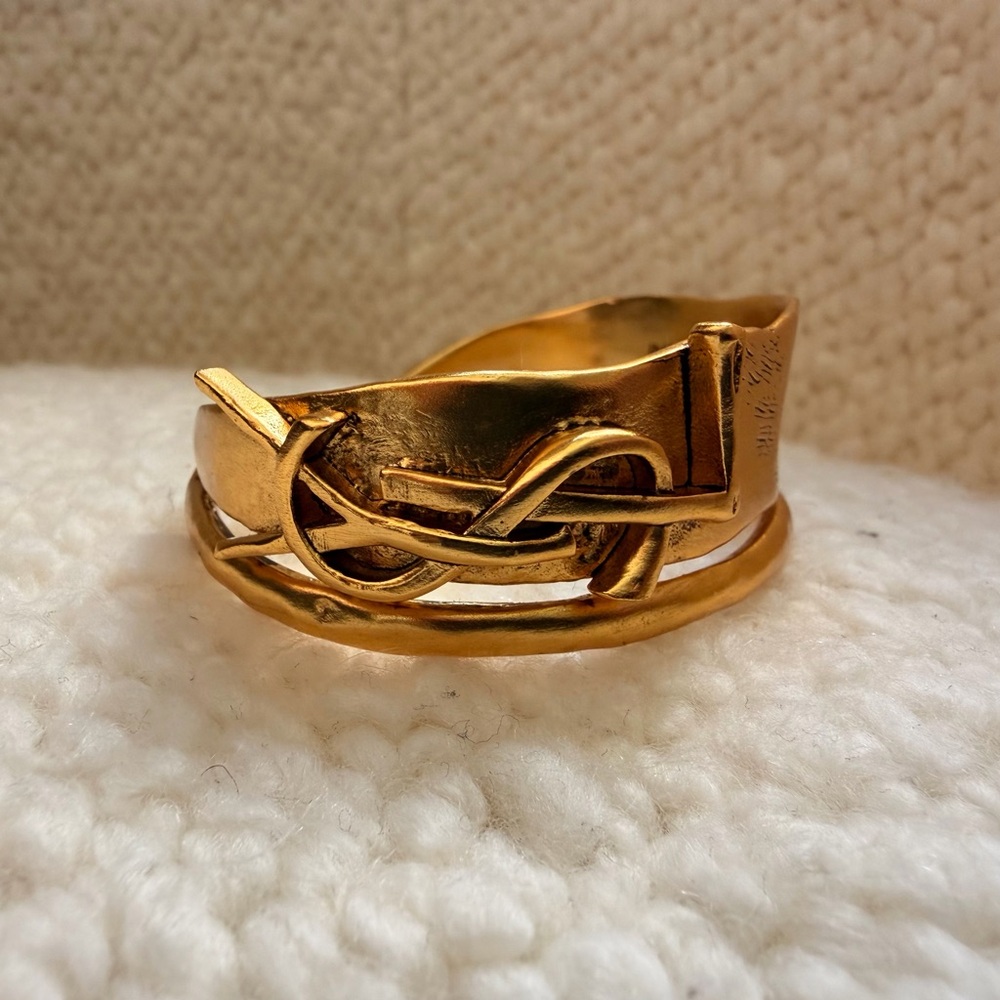 ✨Yves Saint Laurent YSL Cuff Bracelet Gold Tone✨ - Picture 9 of 14